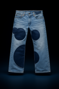 LEATHER PATCHED DENIM