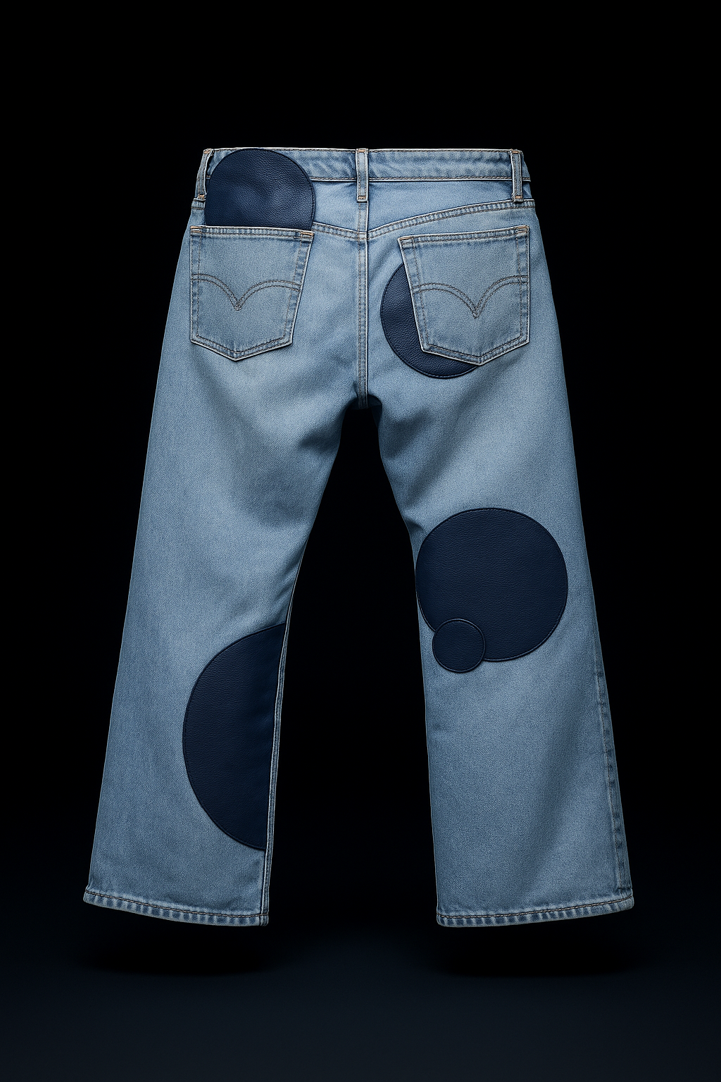 LEATHER PATCHED DENIM